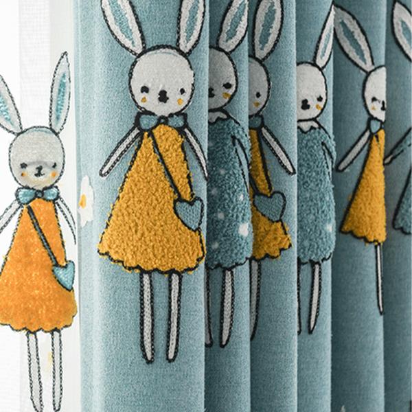 Qian Bunt bestickte Kinder Vorhänge 2er-Pack kann individuell gestaltet werden Perforationen